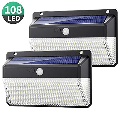 Yacikos 【Haute Capacité 2200mAh-2 Packs】Yacikos Lampe Solaire Extérieur 108 LED, Éclairage Solaire 2000LM avec Détecteur de Mouvement, Spot Solaire Étanche 270° d'Éclairage, Lumière Solaire pour Jardin