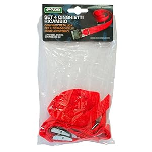 Cora 1068270 Set 4 Chinghietti Ricambio con Fibbia Metallica per Il fissagio delle Ruote ai portabici, Rosso, 38 cm, Set di 4 - immagine 3