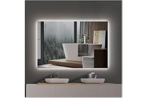 MICE COLLECTION Espejo RETROILUMINADO Suecia - Espejo de Baño con Iluminación LED - Luz Espejo de Pared con Accesorios - Diferentes tamaños para Baño Dormitorio Maquillaje 70 CM X 80 CM - SUEC006/70