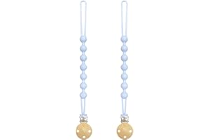 Yoolhamy Silicone Dummy Clip for Baby Boys Girls, 2Packs Soother Clips, Soft Flexible Dummy Case Pacifier Holder Clips (2pcs Blue)