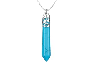 Nupuyai Energy Healing Crystal Point Pendant Necklace for Women Men, Protection Hexagonal Pendant with Chain 58cm