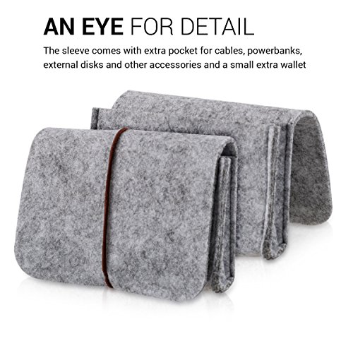 kwmobile Tablettasche Filz Sleeve für 9,7 – 10,1″ Tablet – Tablet Schutzhülle Tasche Case Hülle in Grau mit Innentaschen Innenmaße: ca. 28,0 x 20,0 cm - 6