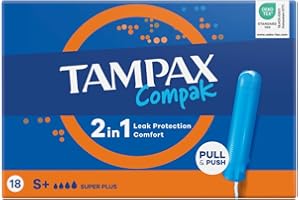 Tampax Compak Tampons, Super Plus mit Applikator, 18 Tampons, Auslaufschutz und Diskretion, super saugfähig