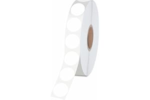 HEBAYY 1500 autocollants ronds blancs, étiquettes d'inventaire avec ligne de perforation en rouleau pour bureau, vente au détail, maison, salle de classe, entrepôt (1,3 cm de diamètre)