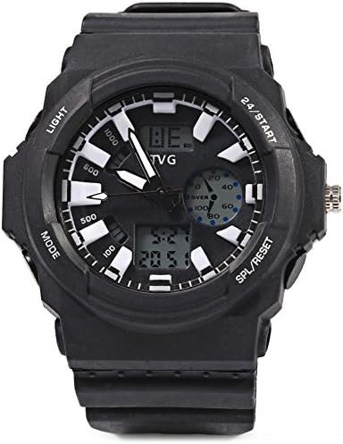 Leopard Shop TVG KM - 391 Sport Wristwatch Multifunctional Male Dual Movt Watch Calendar LED Display 3ATM White