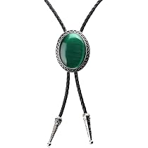 Cravate Bolo Zalati Avec Pierre Verte Naturelle - Style Western - Taille Unique - Cadeau Homme/Femme