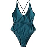 ZAFUL Maillot de bain une pièce avec dos croisé pour femme