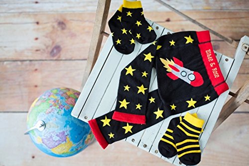 Blade and Rose Baby Boys Rocket Leggings + 2 Pack Matching Socks. Black (0-6 months)