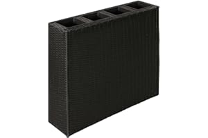 vidaXL Letto Rialzato da Giardino 4 Vasi Polyrattan Nero Fioriera Portafiori
