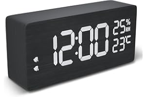 hinrey Reveil Numerique, Reveil Matin Bois Horloge Digitale, Réveil Électronique Alimenté par USB Reveil Digital