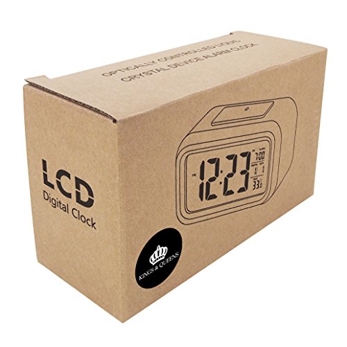 Kings & Queens LCD Wecker Mit Datums-Anzeige, Wiederholter Schlummerfunktion, Sensorlicht Und Nachtlicht, Intelligent, Simpel Und Leise, 13 cm – Weiss - 4