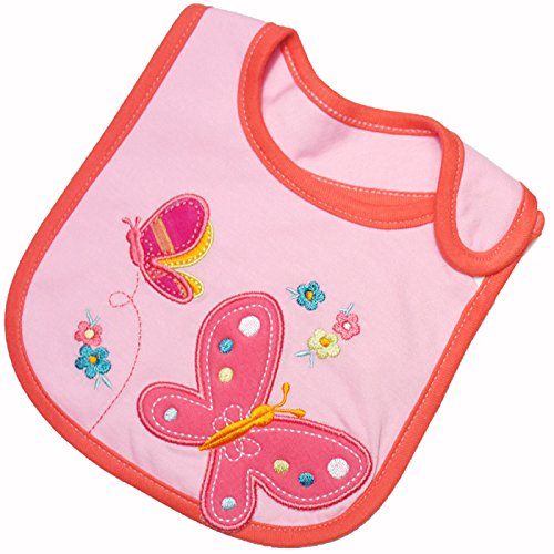 Lätzchen, aus 100 % Baumwolle, bestickt, super saugfähig, durch Klettverschluss verstellbar, vollständig gefüttert mit wasserdichter Innenschicht, Einheitsgröße, für Mädchen, schönes Geschenk zur Babyparty, 4 Stück - 8