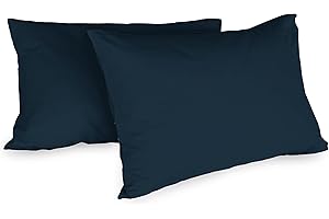 Zer0bed, Coppia Di Federe In Cotone 52x80 CM, Blu, Set Di 2, Tinta Unita, 100 Percento Cotone, Cusino Letto, Chiusura A Busta