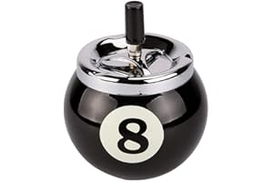 ProLeo Billardkugel Aschenbecher Metall mit Nummer 8 für den Innen und Draußen (Schwarz)