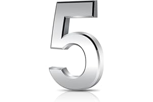 TOCED 3 Inches 3D Mailbox Numbers Waterproof, Self Adhesive Address Number Stickers for Mail Boxes, Hotel Rooms, Door (Silver 5)