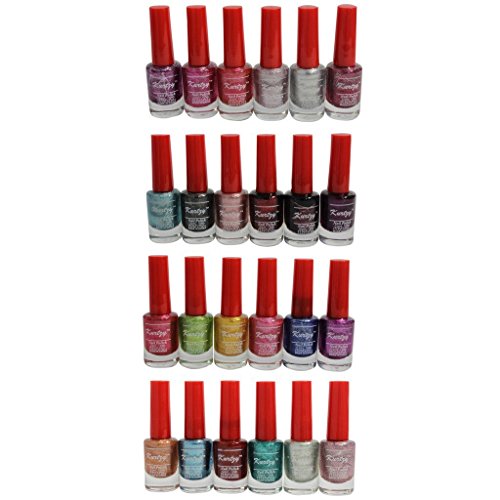 KurtzyTM 24 Pack Nail Polishes Varnish 10ml Metallic Glitter Sparkly Nail Art