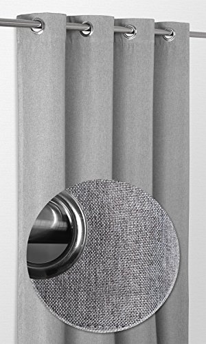 Rita blackout Ösenvorhang, Gardine mit Ösen 140×245 cm, Ösenschal Farbe wählbar (Grau) - 2