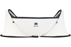 Lettino per neonati Deryan - Lettino da viaggio pop-up - dalla nascita a 1,5 anni - Leggero e compatto - Si monta in 2 secondi - Lettino da viaggio per bambini - con zanzariera e borsa da viaggio - 98x60x32 cm