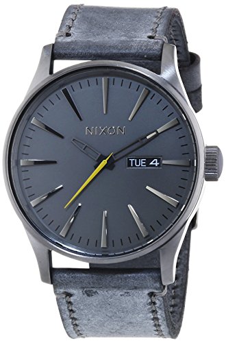 Nixon Herren-Armbanduhr XL Sentry Gunmetal Navy Analog Quarz Leder A1051893-00 Nixon Herren-Armbanduhr XL Sentry Gunmetal Navy Analog Quarz Leder A1051893-00
