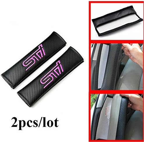 Carbon Seatbelt Pads Embroidered with STI Emblem