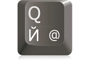 ‎HOOPOMANIA Rosyjskie (ukraińskie) naklejki na klawiaturę, przezroczysta, laminowana matowa powierzchnia, 11x13mm, biały