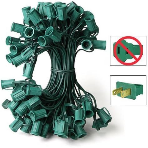 C7 Light String, 100' Length, 12" Spacing, Green Wire by Seasonal Source