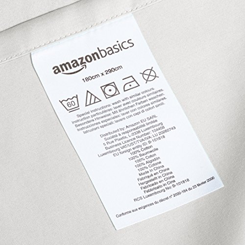 AmazonBasics Bettlaken, Baumwoll-Satin Fadenzahl 400, knitterarm, 180 x 290 + 10 cm – Grau - 3