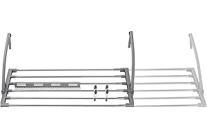 Jata Hogar HTEN2402 - Tendedero Extensible Plegable. 6 M de Superficie de tendido. De 48 hasta 96 cm. para balcón, radiador, Ventana, Ducha, … con Clips para Calcetines. Incluye 20 Pinzas. Acero INOX