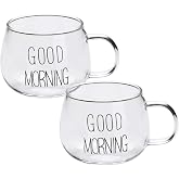 Good Morning Kupa Seti, 2'li Şeffaf, Borosilkat Cam, 350ML