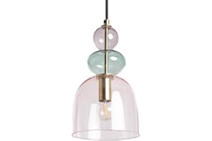 LEDKIA LIGHTING - Lampada a Sospensione Baudelaire | Design Elegante in Metallo e Vetro | Compatibile con Lampadina E14 | Uso Interno | Paralume Regolabile, Rosa, Vetro