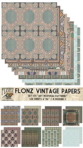 Paper Pack (24blatt 15x15cm) Art Nouveau Muster FLONZ Vintage Muster Papier fur Scrapbooking und Handwerk