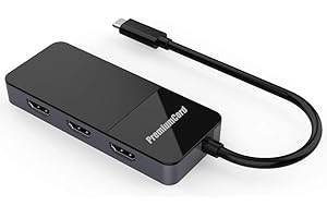 PremiumCord MST Adapter USB-C (DP 1.4) auf 3X HDMI 2.0 für Monitore bis zu 8K @ 30Hz (dreimal 4K), Extended + Mirror + Duplicate Modi, schwarz, ku31hdmi11