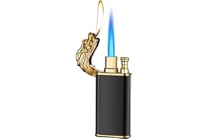VOIV Encendedor de antorcha de butano – Mechero mágico de dragón de doble llama, encendedor creativo a prueba de viento, elegante llama de doble chorro ajustable, encendedor de doble llama para exteriores