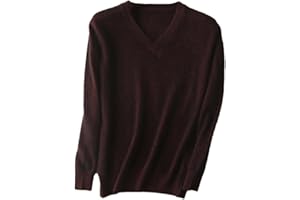 DNINMIM Men's Solid V-Neck Cashmere Knitted Sweaters Winter Casual Long Sleeve Warm Jumper Pullovers