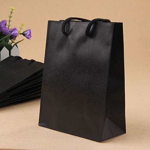 10x Kraftpapier Papiertüte Papiertragetaschen Geschenktüte Tüten Beutel Schwarz - 5