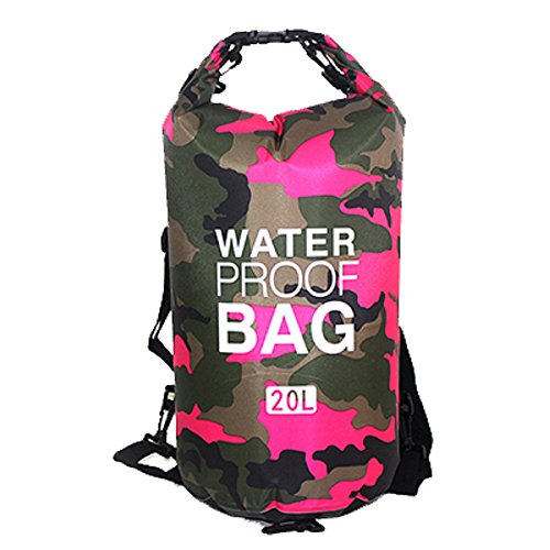 Sacca Impermeabili Borsa Waterproof Borse Impermeabili Dry Bag con Tracolla Regolabile, Una Spalla o Alle Spalle, per Attività all'Aperto e Sport d'Acqua (rosa, 20L)