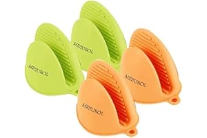 MEIJUBOL Ofenhandschuhe Topflappen Silikon 2er-Set Verdicken Ofen Mitts Hitzebeständig Bis zu 428°F Backhandschuhe Oven Glove