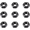 sourcing map M3 Carbon Steel Grade 8 Hexagon Hex Nut Black 100pcs