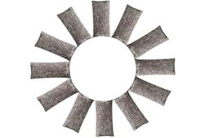 rongrong 12 Packs Natural Air Purifying Bags,900g Mini Bamboo Charcoal Bags,Shoe Deodorizer and Odor Eliminator(12 * 75g)