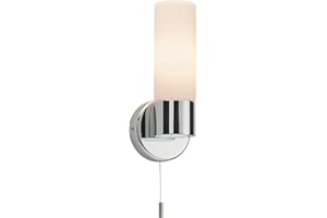 SAXBY LIGHTING Saxby Pure Bathroom Wall Light - IP44 Modern Indoor Wall Lights with Pull Cord Switch - LED Bathroom Fitting in Chrome Plate Finish - Requires 40W E14 Candle (Not Supplied)