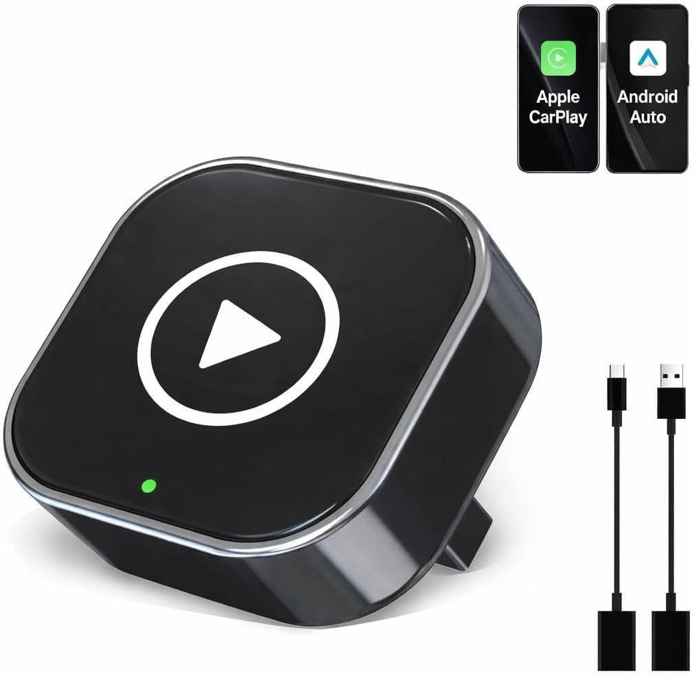 Wireless CarPlay/Android Auto Converter – 2026 Plug-and-Play Adapter for Turning Wired CarPlay & Android Auto into Wireless, UK Version (SBR01)