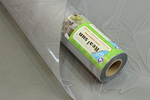 Realsun Peel-and-Stick Static Cling Film Bamboo Style No Glue Privacy Decorative Static Window Film for Glass 0.6 x 5M (23.62 x 196.85 Inch)