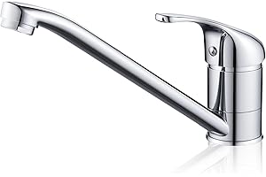 Solepearl Robinet de Cuisine Mitigeur, Robinet Cuisine évier Pivotant 360 ° Évier de cuisine en Laiton, Robinet d'évier de Cuisine Chaud et Froid Avec Raccords G3/8'' Tuyau, Chromé