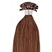Beauty7 50 Strands Pre Bonded Nail U Tip 100 % Remy Human Straight Hair Extensions 6# chestnut brown Hair color 25g/pack 18inches(46cm)