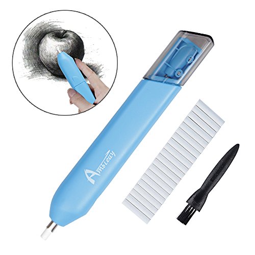 Preisvergleich Produktbild Ambielly Elektrischer Radiergummi, Elektrischer Eraser-Kit mit 20pcs Eraser Nachfüllungen, Batterie Betrieben Radiergummi zum Bleistift und Holzkohle (Elektrischer Radiergummi)