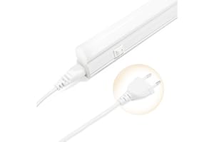 Qsmile Réglette LED 30 cm, 1 Pièce T5 4W 570lm 4000K, Extensible LED Lumière, Lumière de Cuisine Avec Interrupteur Et Prise Euro, Bandeau Pour Cuisine, Salon, Chambre À Coucher