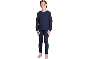 LAPASA Pigiama Caldo Bambino 100% Cotone Ipoallergenico Set Intimo Termico Maglia a Manica Lunga e Pantaloni Bambini Sci Calcio Azzurro B10