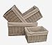 Antique Wash Lined Open Wicker Storage Baskets Set of 4