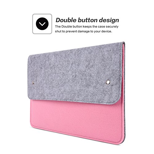 YESSBON 13,3 Zoll Macbook Air/Pro Retina Schönem Filz Sleeve Filztasche Hülle Ultrabook Laptop Tasche Notebook-Taschen Speziell für 13,3 Apple Macbook Pro Retina und Macbook Air Zoll entworfen (Grau Pinke) - 3