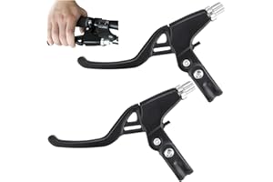 PERFETSELL 2 Pcs Manetas Bicicleta Palanca Freno Bicicleta Maneta Freno Bici Niño Palanca Freno Aluminio para Bici Carretera Niño - Fácil de Instalar, Negro y Plata, 2,2cm Diámetro